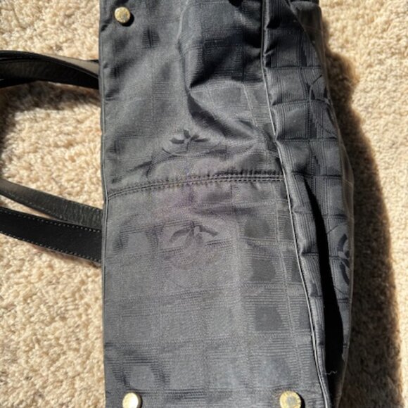 Chanel New Travel Line Tote MM Bag Nylon Jacquard Leather Black - Picture 7 of 16